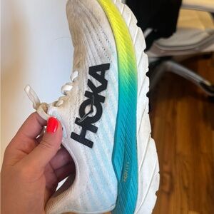 Hoka White and Yellow Running Shoes Mach 5
